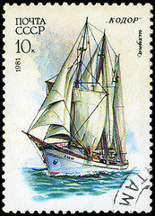 Image showing USSR- CIRCA 1981: a stamp printed by USSR, shows  russian sailin