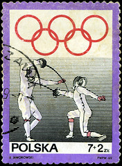 Image showing POLAND - CIRCA 1969: stamp printed by Poland, shows fencing, cir