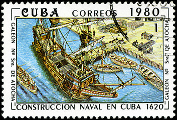 Image showing CUBA - CIRCA 1980: A stamp printed by the Cuban Post shows const