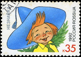 Image showing RUSSIA - CIRCA 1992: A stamp printed in Russia shows  Dunno (Nez