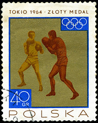 Image showing POLAND - CIRCA 1965: a stamp printed in the Poland shows Boxing,