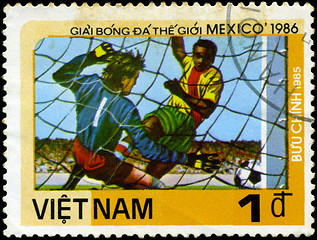 Image showing VIETNAM - CIRCA 1985: a stamp printed by VIETNAM shows football 