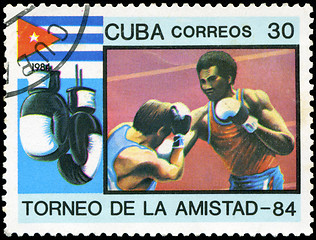 Image showing CUBA - CIRCA 1984: A stamp printed in CUBA shows box, series fri