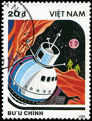 Image showing VIETNAM - CIRCA 1988: A stamp printed in Vietnam shows futuristi