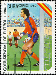 Image showing CUBA - CIRCA 1982: A post stamp printed in Cuba shows shows foot