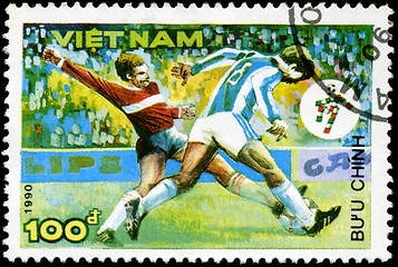 Image showing VIETNAM - CIRCA 1990: a stamp printed by Vietnam shows football 