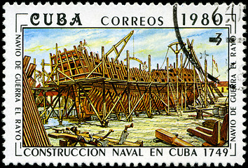 Image showing CUBA - CIRCA 1980: A stamp printed by the Cuban Post shows const