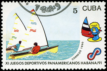 Image showing CUBA - CIRCA 1990: A post stamp printed CUBA, 1991 Pan American 