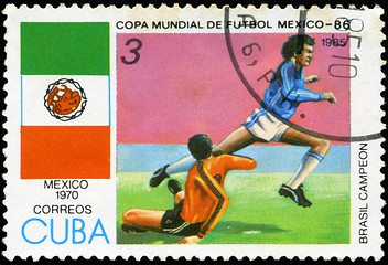 Image showing CUBA - CIRCA 1985: Stamp, printed in Cuba showing world champion