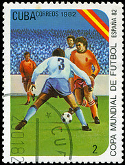 Image showing CUBA - CIRCA 1982: A post stamp printed in Cuba shows shows foot