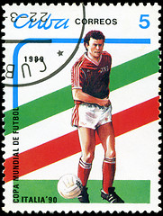 Image showing CUBA - CIRCA 1989: stamp printed by Cuba, shows 1990 World Cup S