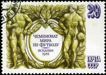 Image showing USSR - CIRCA 1982: A post stamp printed in USSR devoted FIFA Wor