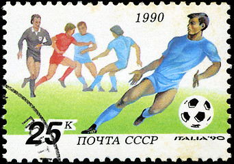 Image showing USSR - CIRCA 1990: a stamp printed by USSR shows football player