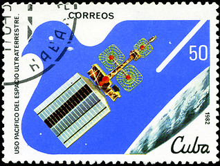 Image showing CUBA - CIRCA 1982: A stamp printed in CUBA, satellite, space sta