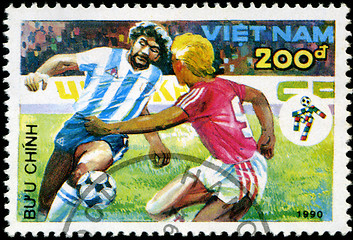 Image showing VIETNAM - CIRCA 1990: a stamp printed by Vietnam shows football 
