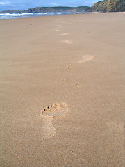 Image showing Footsteps in the sand