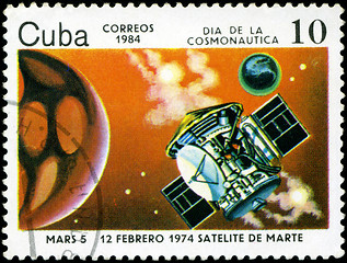 Image showing CUBA - CIRCA 1984: stamp printed by Cuba, shows Cosmonautics Day