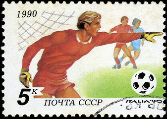 Image showing USSR - CIRCA 1990: a stamp printed by USSR shows football player