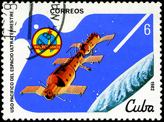 Image showing CUBA - CIRCA 1982: A stamp printed in CUBA, satellite, space sta