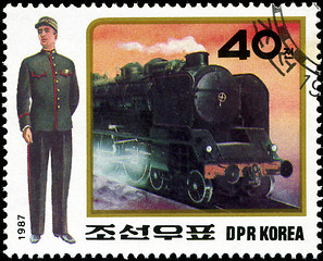 Image showing KOREA - CIRCA 1987: A stamp printed in Korea showing steam locom