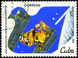 Image showing CUBA - CIRCA 1982: A stamp printed in CUBA, satellite, space sta