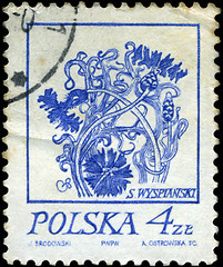 Image showing POLAND - CIRCA 1968: A stamp is printed in Poland, flower, let o