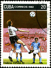 Image showing CUBA - CIRCA 1982: A post stamp printed in Cuba shows shows foot