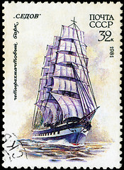 Image showing USSR- CIRCA 1981: a stamp printed by USSR, shows  russian sailin