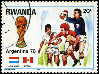 Image showing RWANDA - CIRCA 1978: stamp printed by Rwanda, shows football, ci