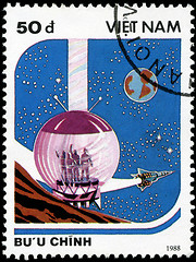 Image showing VIETNAM - CIRCA 1988: A stamp printed in Vietnam shows futuristi