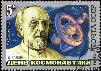 Image showing USSR - CIRCA 1986: A stamp printed in the USSR shows Soviet scie