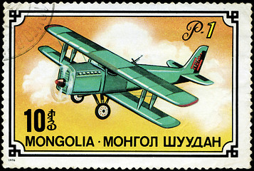 Image showing MONGOLIA- CIRCA 1976: A stamp printed in Mongolia shows airplane