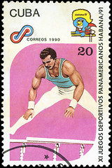 Image showing CUBA - CIRCA 1990: A post stamp printed CUBA, 1991 Pan American 