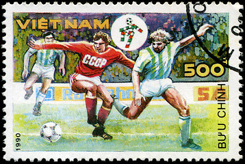 Image showing VIETNAM - CIRCA 1990: a stamp printed by Vietnam shows football 