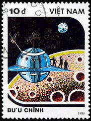 Image showing VIETNAM - CIRCA 1988: A stamp printed in Vietnam shows futuristi