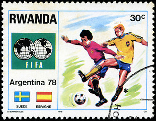 Image showing RWANDA - CIRCA 1978: stamp printed by Rwanda, shows football, ci