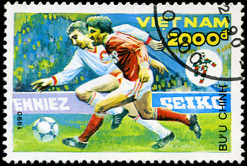 Image showing VIETNAM - CIRCA 1990: a stamp printed by Vietnam shows football 