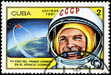 Image showing CUBA - CIRCA 1981: a stamp printed in the Cuba shows Yuri Gagari