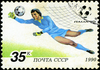 Image showing USSR - CIRCA 1990: a stamp printed by USSR shows football player
