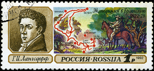 Image showing USSR - CIRCA 1992: stamp printed in USSR  shows portrait of lang