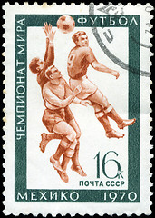 Image showing USSR - CIRCA 1970: A stamp printed in the USSR, shows football, 