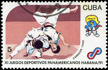 Image showing CUBA - CIRCA 1990: A post stamp printed CUBA, 1991 Pan American 
