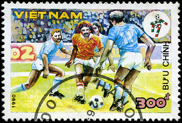 Image showing VIETNAM - CIRCA 1990: a stamp printed by Vietnam shows football 