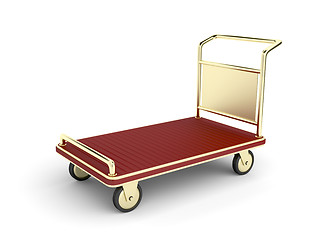 Image showing Golden baggage cart