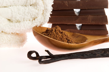 Image showing spa chocolate aromatherapy items