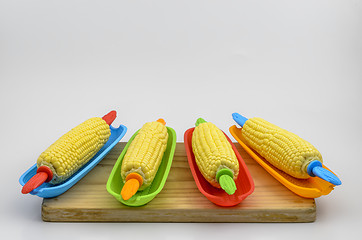 Image showing Corn in Dish on Board 01