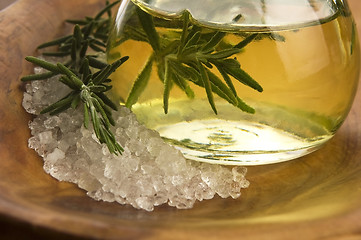 Image showing Essential Oil with rosemary and sea salt