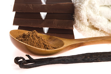 Image showing spa chocolate aromatherapy items