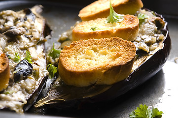 Image showing Baked stuffed eggplant