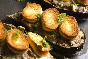 Image showing Baked stuffed eggplant